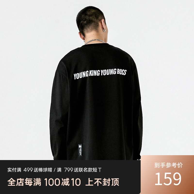 YKYB印花宽松简约休闲潮牌长袖T恤