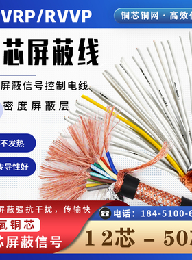 防干扰多芯屏蔽铜网KVVRP/RVVP25芯0.75平方控制信号无氧铜电线
