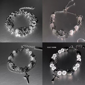 冷淡风猫眼手链套装 小众设计高级感反光串珠2023年新款 手饰组合潮