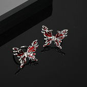 红色蝴蝶戒指女小众设计高级感轻奢指环开口可调节法式 食指戒 个性