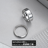 个性 时尚 简约光面ins潮情侣小众设计戒指男钛钢不褪色女食指指环