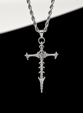 Vintage古着骸骨十字架吊坠项链