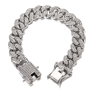 满钻古巴链ins简约情侣