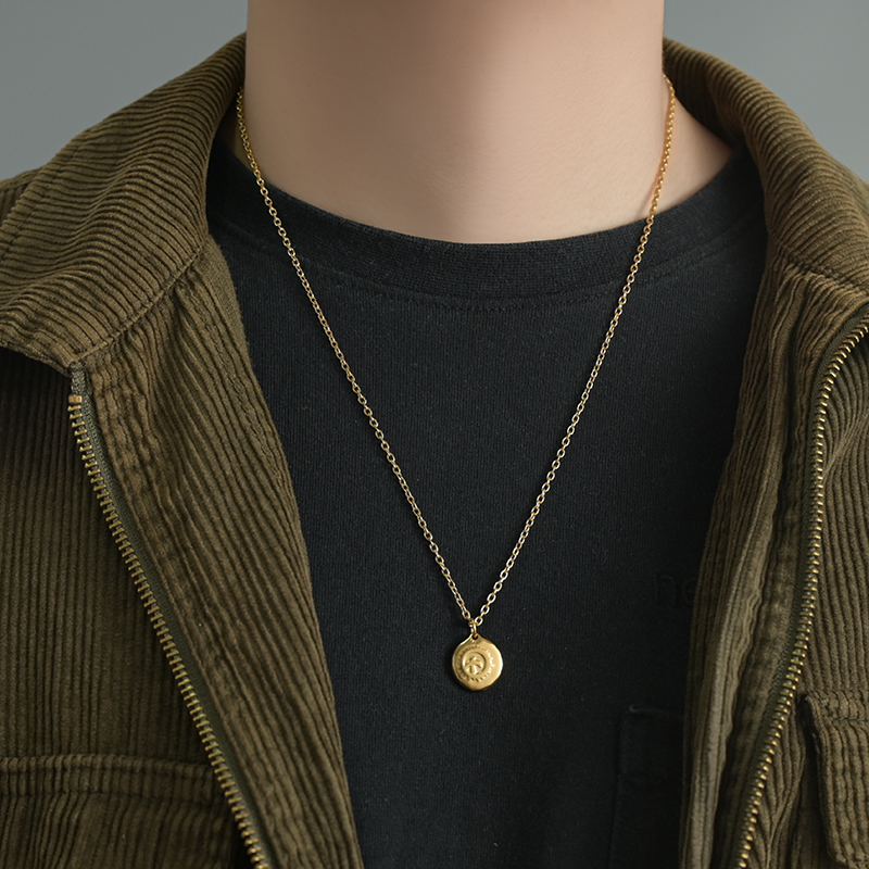 金色飞鸟吊坠项链男款简约