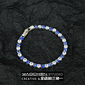 Vintage古着 轻奢百搭镶嵌情侣手链男ins小众设计高级感手饰 时尚