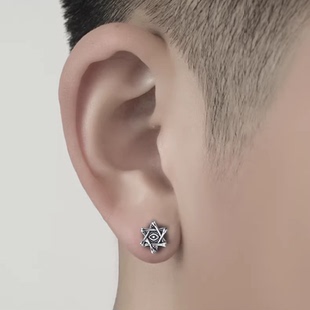 恶魔之眼耳钉男女复古高级感潮流痞帅小众简约酷帅男款耳环耳饰品