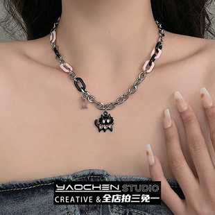喵星人 小猫锆石双层项链女生百搭叠戴配饰高级设计感小众锁骨链