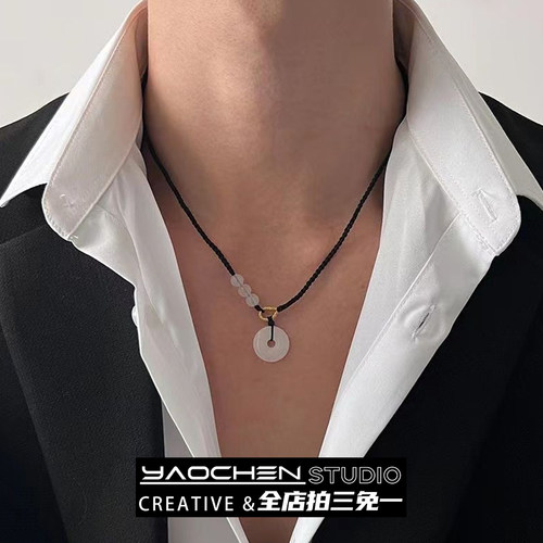 新中式项链男编织绳轻奢设计感