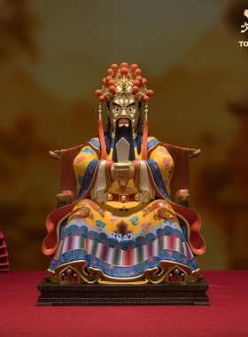 铜师傅龙五爷全黄铜泥金财神