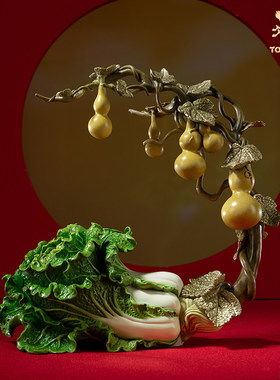 福禄百财铜摆件铜师傅黄铜白菜