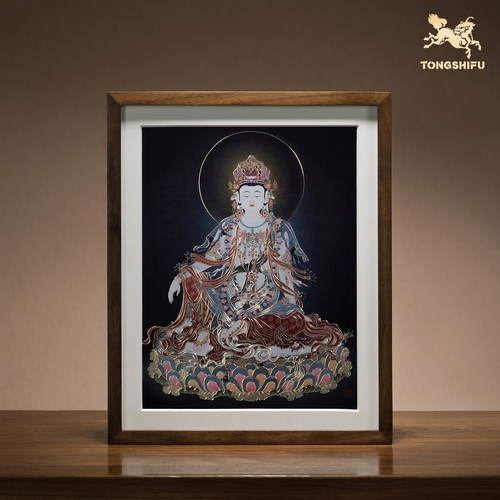 铜师傅 手工錾刻 铜雕画《水月观音（桌面）》客厅桌面装饰画