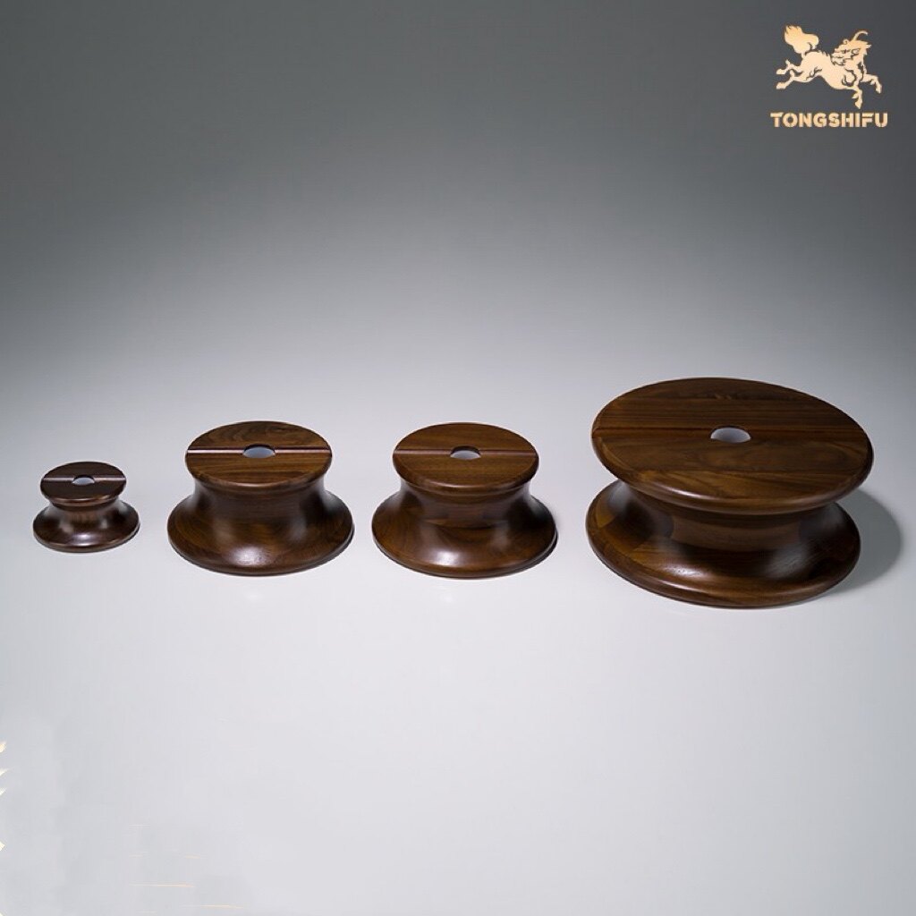 铜师傅 黑胡桃原木《金箍棒底座》工艺品摆件 圆形实木底座图片