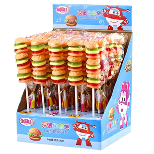 金稻谷汉堡糖软糖汉堡包串烧糖盒装橡皮糖节日分享糖果小零食小吃
