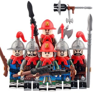 古代樂高拼装积木人仔近代明清军士兵神机营火枪器手拼装公仔玩具