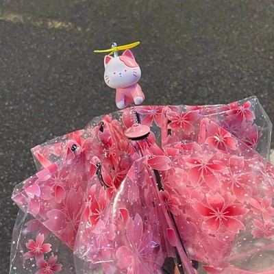 樱花透明雨伞全自动女士高颜值小猫折叠2025新款加固抗风雨天专用