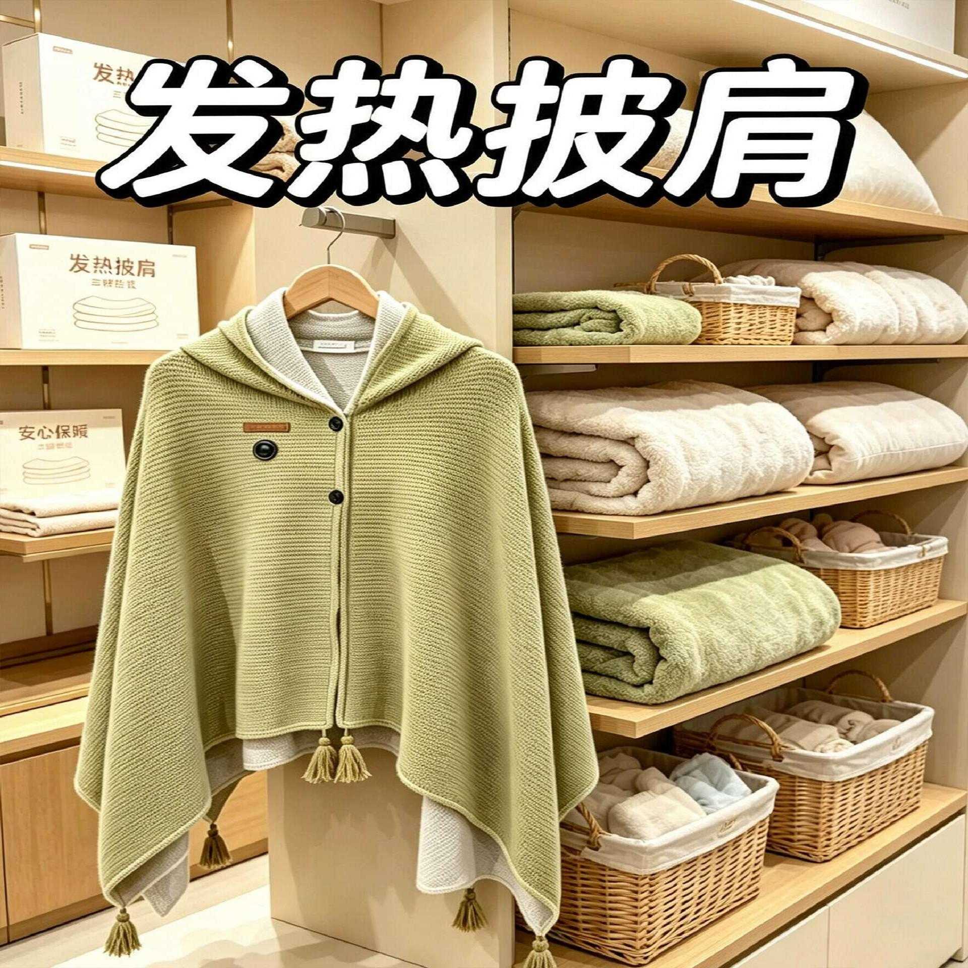 发热披肩冬季家用办公室保暖神器USB充电便携可外带暖身毯子斗篷
