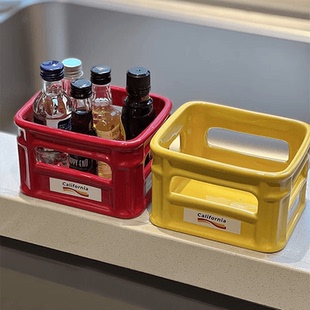 多功能高级感陶瓷桌面收纳整理盒化妆品首饰杂物小型储物盒置物架