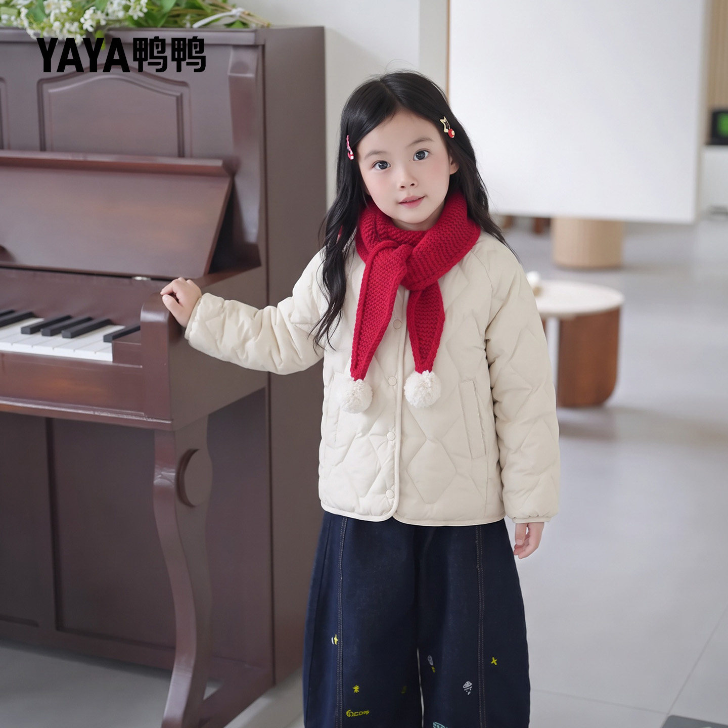 鸭鸭女童羽绒服轻薄羽绒服超好看的防风保暖羽绒外套2026新款