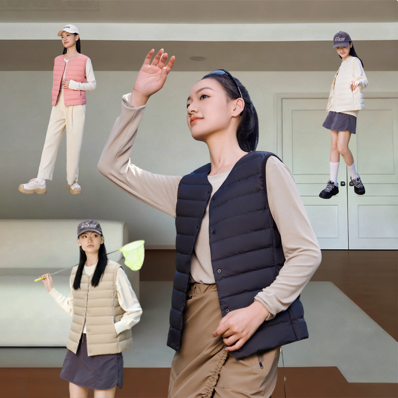 鸭鸭女士短款羽绒马甲
