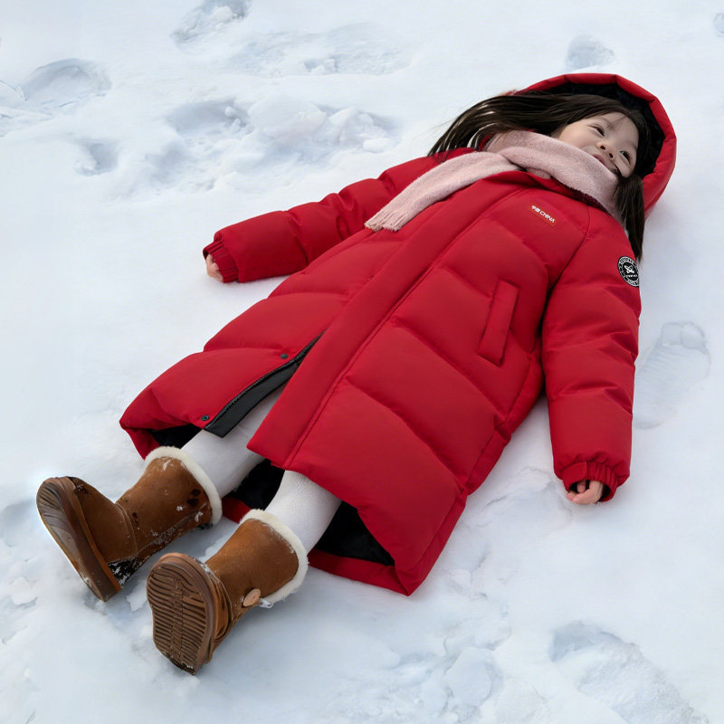 yaya羽绒服女童中长款抗寒新年新款立领加厚男女款中大童过冬外套