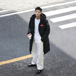 yaya鸭鸭长款羽绒服男款防寒保暖特厚外套时尚中长款三防新款冬装
