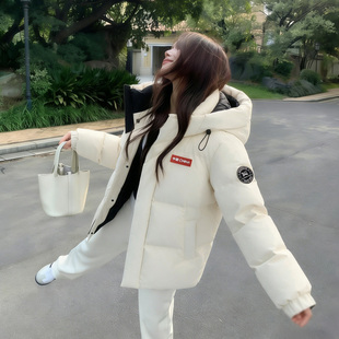 yaya鸭鸭羽绒服女款冬季短款连帽不臃肿外套加厚保暖防寒女士冬装