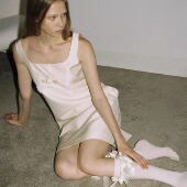 Bride FXN Oct 奶油黄缎面背心裙玫花朵小礼裙