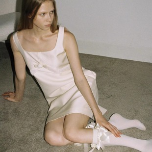 奶油黄缎面背心裙玫花朵小礼裙 Bride FXN Oct