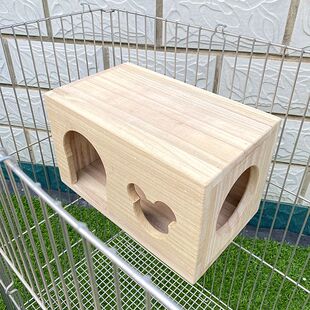 实木龙猫花枝仓鼠木窝木屋垂耳兔子豚鼠金丝熊木笼躲避房屋宠物窝