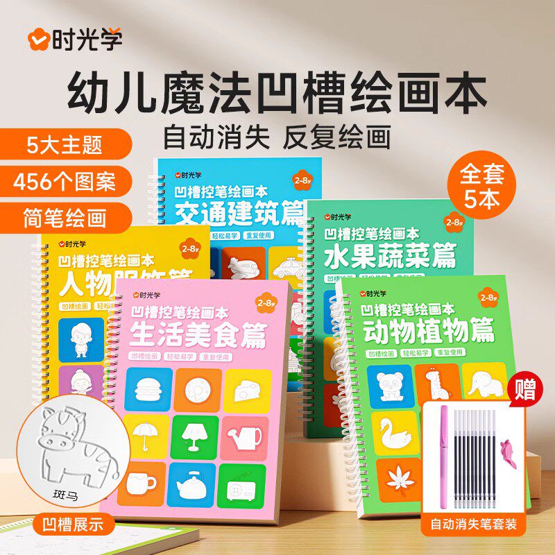 时光学凹槽绘画本儿童幼儿园简笔绘画本幼儿控笔训练入门初学者2-8岁启蒙练习幼小衔接学画画简笔手绘本幼小学生宝宝凹槽画画本使用感如何?