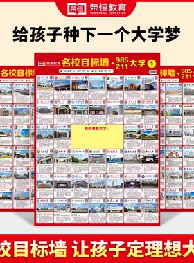 名校激励榜墙贴985/211 全套3张名校目标墙贴高考目标大学墙贴 高中教室布置班级墙挂图墙贴 高考志愿填报指南
