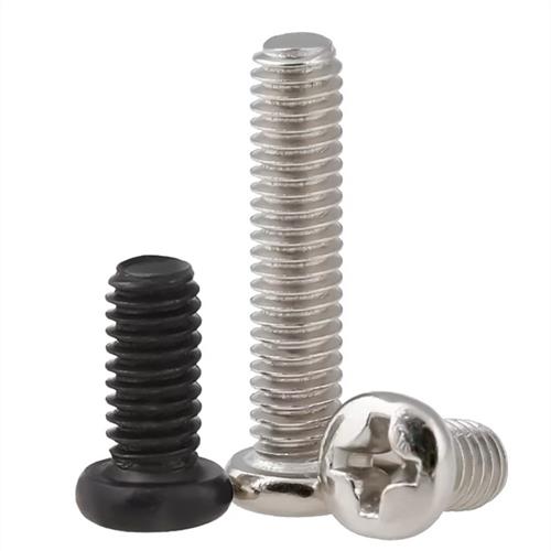 镀镍十字螺丝钉电子小螺丝碳钢黑色十字盘头圆头螺钉M1m2M3M4M5M6