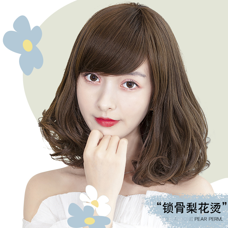 假发女短发 短卷发 bobo头斜刘海蓬松齐刘海逼真短发梨花头短卷发