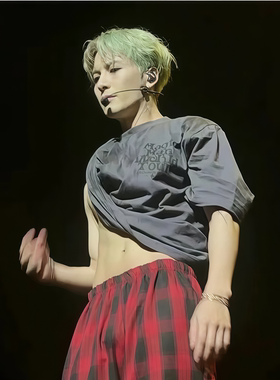 王嘉尔同款MAGIC MAN镜像字母印花演唱会灰色重磅宽松纯棉短袖T恤