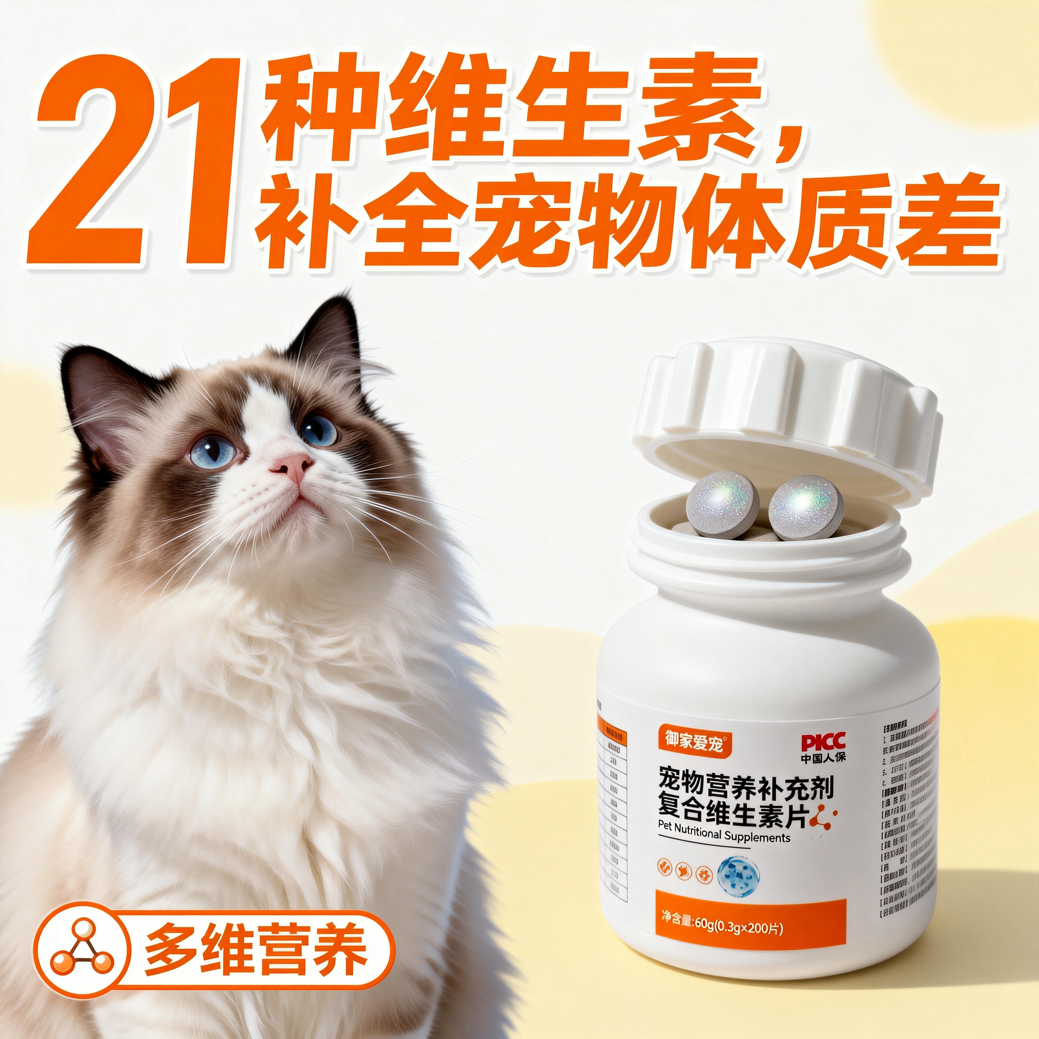 猫维生素宠物猫咪复合维生素片宠物狗狗维生素B皮肤病猫不掉毛