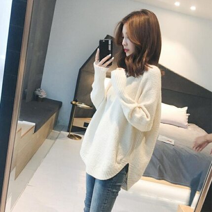 服装女2022新款秋装毛衣针织衫宽松打底时尚女装中长款上衣洋气潮