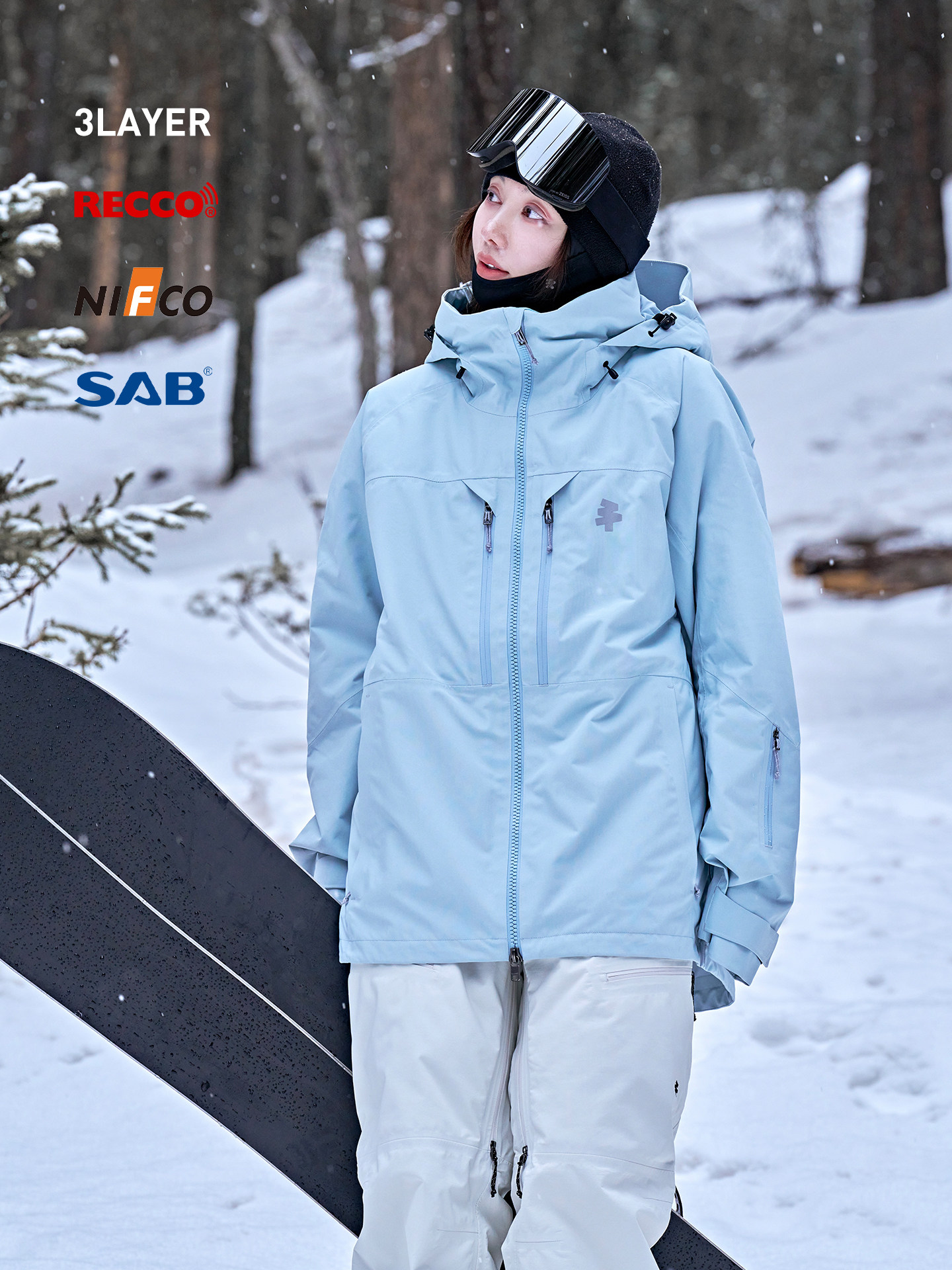 thumbnail for AWKA snowboard clothing women's men's waterproof wind and cold protection professional thick warm American jacket top winter