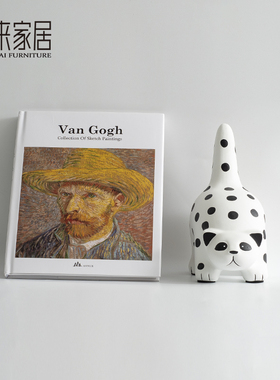 东来家居简约现代卡通波点猫组合摆件样板间儿童房书架装饰品摆设