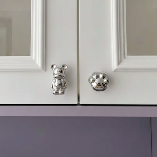星翡可爱卡通衣柜门拉手银色创意