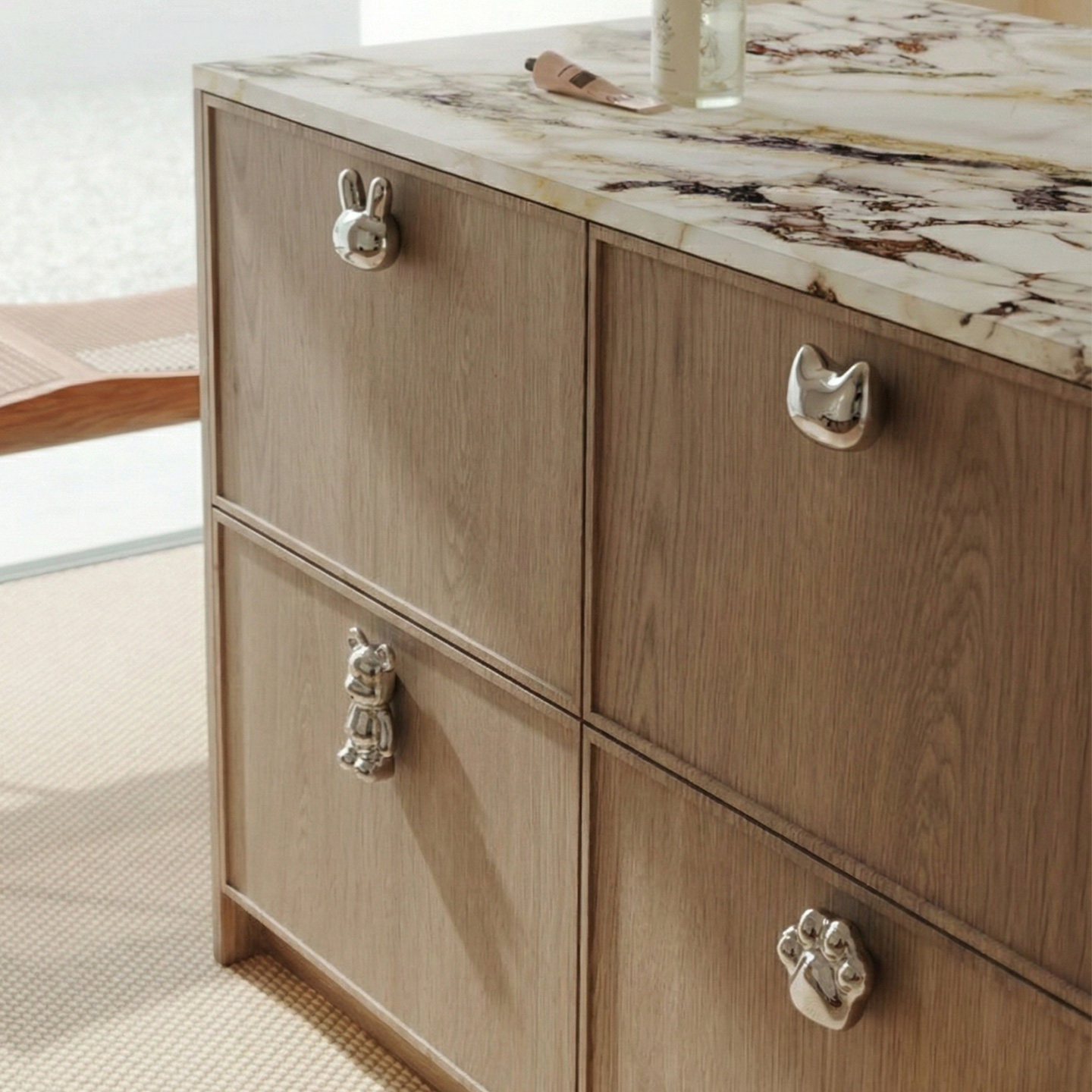 星翡网红可爱卡通拉手银色儿童衣柜门抽屉把手陶瓷创意高级感单孔,基础建材,小拉手,淘宝优惠券,粉丝福利购,淘宝优惠卷