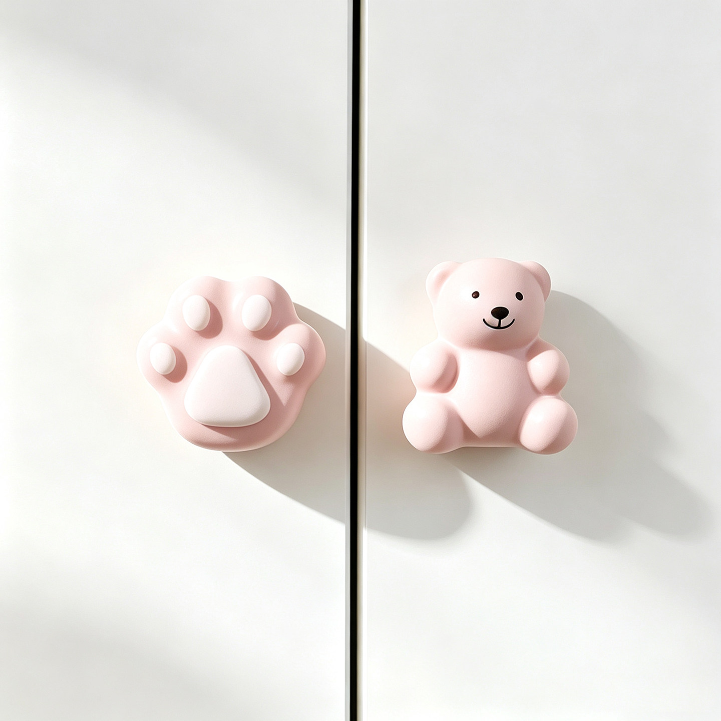 星翡儿童房衣柜拉手卡通女孩柜门抽屉把手彩色陶瓷猫爪创意可爱风