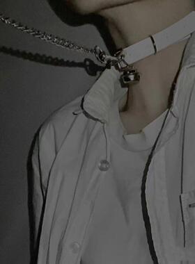 男生牵引绳情调铃铛项圈小众设计女母颈带狗链子性感女项链锁骨链