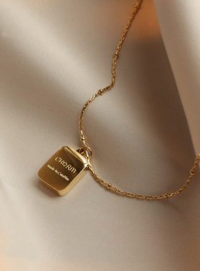 【金色方砖项链】百搭款女款钛钢日韩锁骨链显眼气质奢华吊坠