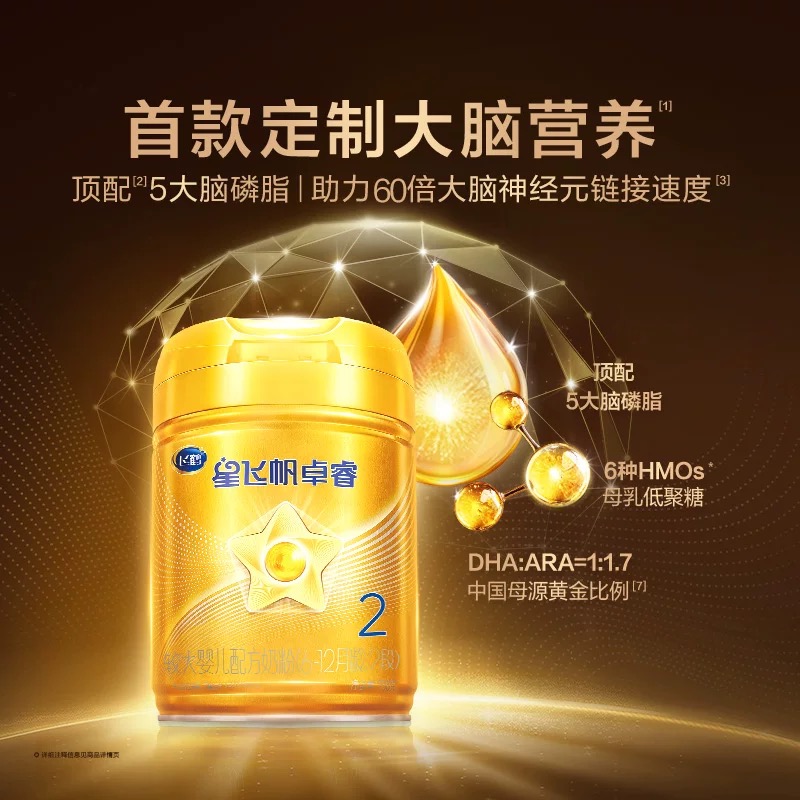 正品飞鹤星飞帆卓睿2段750克罐装婴幼儿配方奶粉实体同步