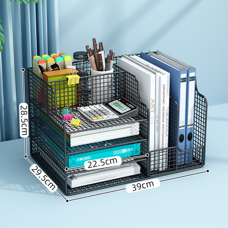 데스크 랙 다기능 파일 보관함 사무용품 파일 랙 데스크탑 책장 대용량 파일 상자 폴더 A4 용지 사무실 정보 파일 정리 금속 책장