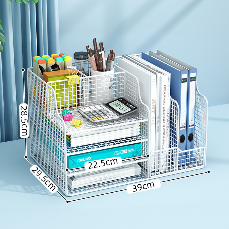 데스크 랙 다기능 파일 보관함 사무용품 파일 랙 데스크탑 책장 대용량 파일 상자 폴더 A4 용지 사무실 정보 파일 정리 금속 책장