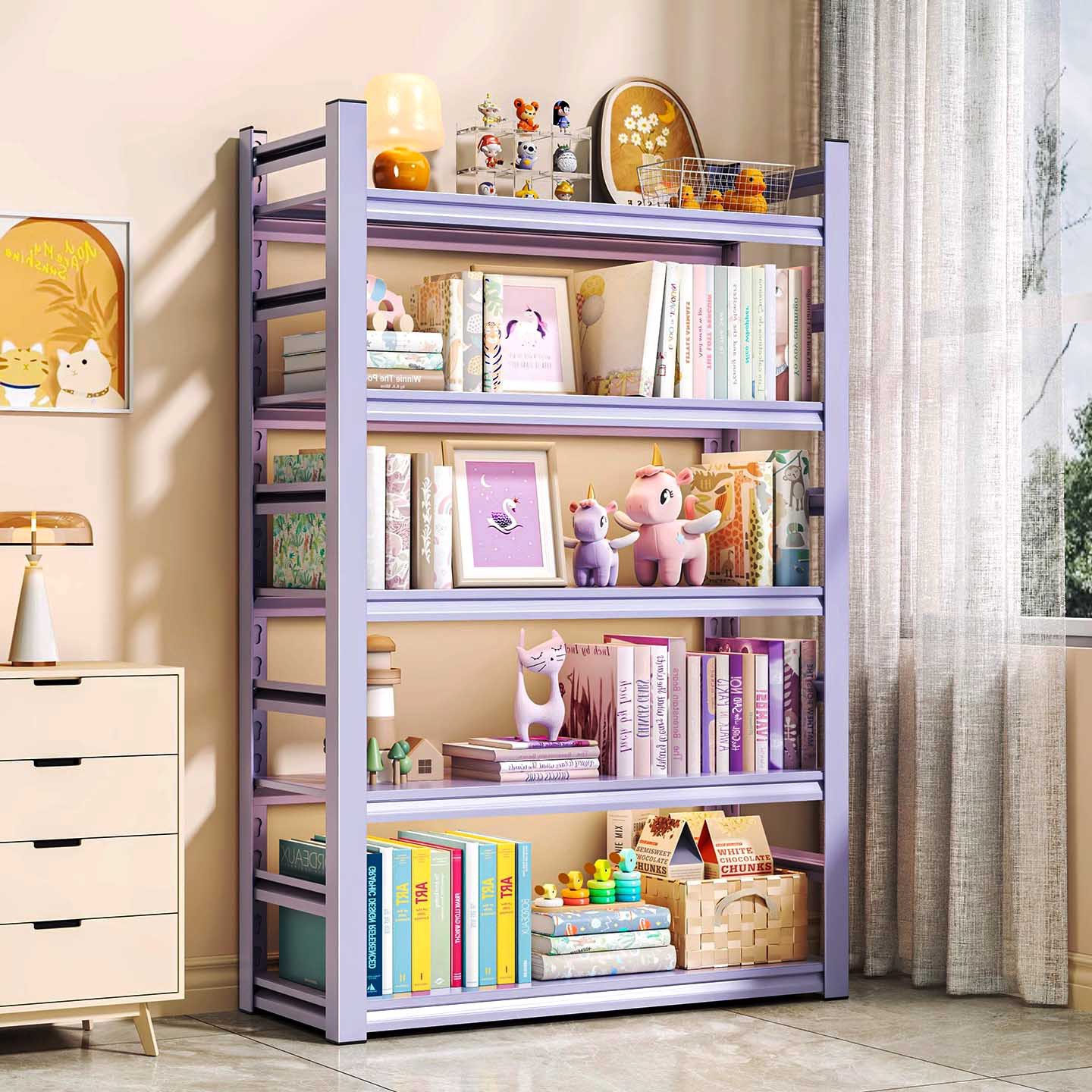 德国钢制铁艺书架置物架家用落地多层简易书柜客厅卧室铁架收纳