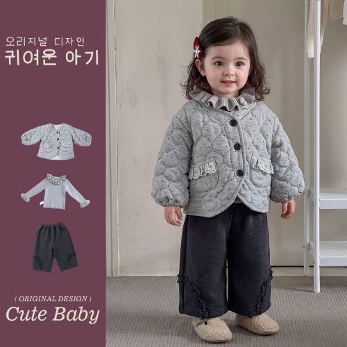 全棉A类冬季童装女服三件