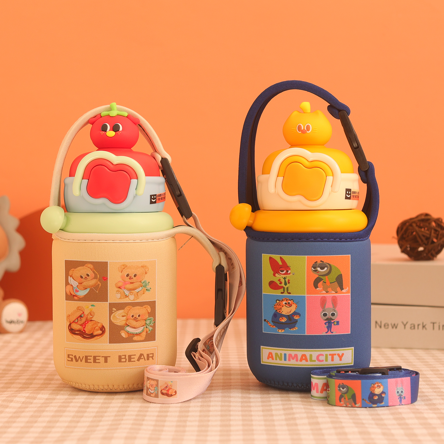 斜挎手提儿童壶卡通part600毫升