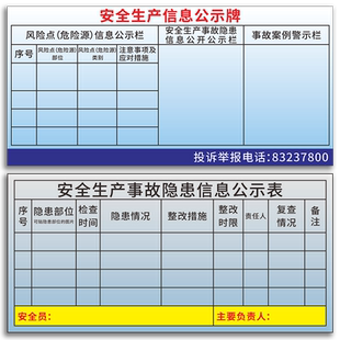安全生产信息公示牌案例注意事项警示栏事故隐患风险点危险源信息公示栏事故案例警示栏公告栏广告牌KT板定制